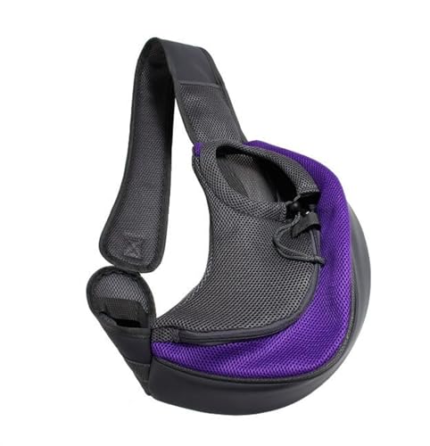 Tragetasche Hund,Hundetragetasche Haustier Hundeträgerbeutel Katzen Welpen Outdoor Bags Mesh Oxford Single Umhängetasche Sling Front Reise(Purple,S) von TUOYDJA