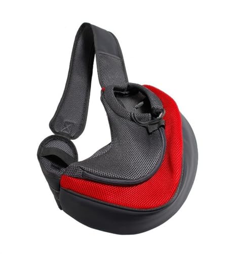 Tragetasche Hund,Hundetragetasche Haustier Hundeträgerbeutel Katzen Welpen Outdoor Bags Mesh Oxford Single Umhängetasche Sling Front Reise(Red,L) von TUOYDJA