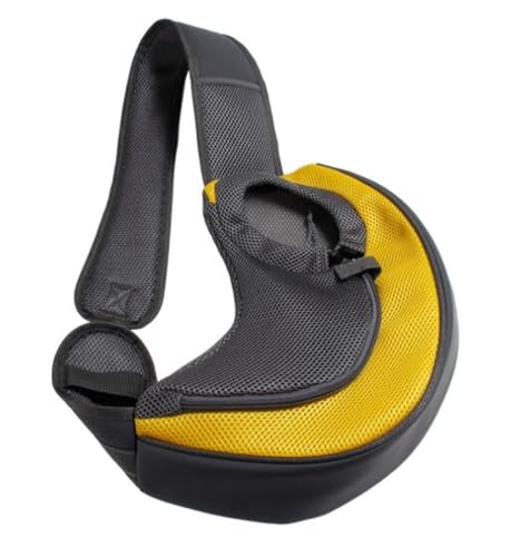 Tragetasche Hund,Hundetragetasche Haustier Hundeträgerbeutel Katzen Welpen Outdoor Bags Mesh Oxford Single Umhängetasche Sling Front Reise(Yellow,S) von TUOYDJA