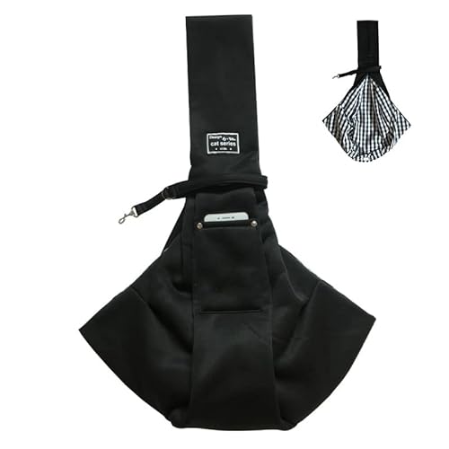 Tragetasche Hund,Hundetragetasche Katze Transporter Tragetasche Rucksack Träger Kleine Haustier Einstellbar Pet Sling Rabbit Carrier Kittenträger(Black) von TUOYDJA