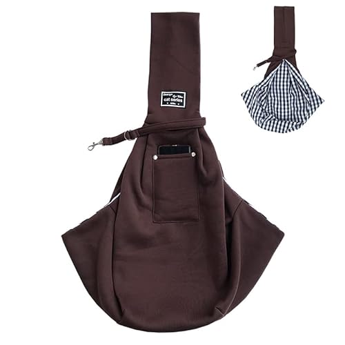 Tragetasche Hund,Hundetragetasche Katze Transporter Tragetasche Rucksack Träger Kleine Haustier Einstellbar Pet Sling Rabbit Carrier Kittenträger(Coffee) von TUOYDJA