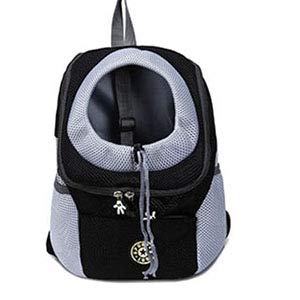 Tragetasche Hund,Hundetragetasche Outdoor atmungsaktive Hundeträger-Rucksack Doppel-Schulter tragbare Front-Mesh-Reise-Haustierbeutel for Katze kleine mittelgroße Hunde(Black,XL) von TUOYDJA