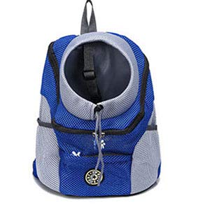 Tragetasche Hund,Hundetragetasche Outdoor atmungsaktive Hundeträger-Rucksack Doppel-Schulter tragbare Front-Mesh-Reise-Haustierbeutel for Katze kleine mittelgroße Hunde(Blue,S) von TUOYDJA