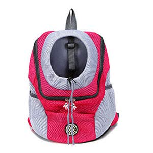 Tragetasche Hund,Hundetragetasche Outdoor atmungsaktive Hundeträger-Rucksack Doppel-Schulter tragbare Front-Mesh-Reise-Haustierbeutel for Katze kleine mittelgroße Hunde(Pink,S) von TUOYDJA