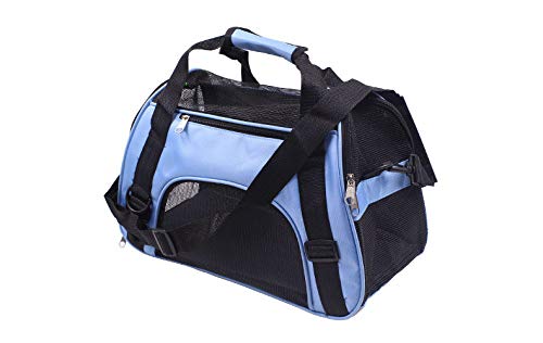 Tragetasche Hund,Hundetragetasche Tragbare Haustier Rucksack Messenger Carrier Taschen Katze Hundeträger Ausgehende Reise Teddy Pakete Atmungsaktiv kleine Pet Handtasche Slings(Blue,47X24.5X33cm) von TUOYDJA