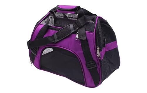 Tragetasche Hund,Hundetragetasche Tragbare Haustier Rucksack Messenger Carrier Taschen Katze Hundeträger Ausgehende Reise Teddy Pakete Atmungsaktiv kleine Pet Handtasche Slings(Purple,47X24.5X33cm) von TUOYDJA
