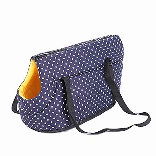 Tragetasche Hund,Hundetragetasche Weiche Haustier Hund Umhängetaschen geschützt Tragen Rucksack Outdoor Hundeträger Welpen Reisen for kleine Hunde(1 Blue dot,Small 39x20x22 cm) von TUOYDJA