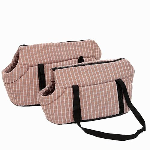 Tragetasche Hund,Hundetragetasche Weiche Haustier Hund Umhängetaschen geschützt Tragen Rucksack Outdoor Hundeträger Welpen Reisen for kleine Hunde(Brown Plaid,Small 39x20x22 cm) von TUOYDJA