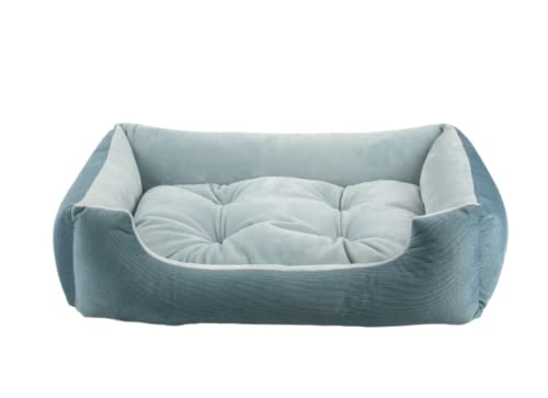 Hunde Bett Golden Retriever Nest Für Herbst Und Winter, Feiner Kordelsamt, Quadratisch, Haustiernest, Hundenest, Katzennest, Haustierbedarf Für Große, Mittlere Und Kleine Hunde, Haze Blue, 90 Cm von TUPMITUPO