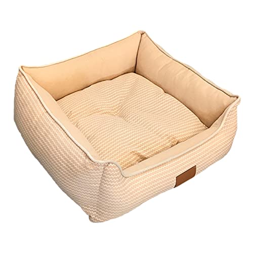 Hunde Bett Katzenbett Abnehmbarer Und Waschbarer Quadratischer Zwinger, Katzenstreu, Haustierstreumatte, Atmungsaktive Haustiermatte Aus Baumwolle Und Leinen Im Sommer, L: 95 * 75 Cm, Stil Reis von TUPMITUPO