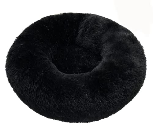 Hunde Bett Katzenbett Haustierhütte Katzenhütte Winterwarme Hundehütte Katzenschlafbett Haustiermatte Kleine Und Mittelgroße Haustiere Des Täglichen Bedarfs, Reines Schwarz, 40 Cm Durchmesser von TUPMITUPO