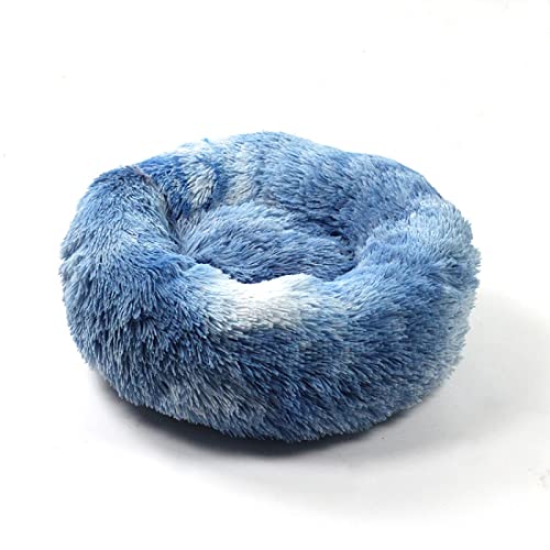 Hunde Bett Katzenbett Hundebett Flauschig Abnehmbare Und Waschbare Hundehütte Aus Rundem Plüsch, Katzenhütte Für Vier Jahreszeiten, Hundematte, Katzenmatte, Haustiermatte, Tie-dye, Dunkelblau, 50 Cm von TUPMITUPO