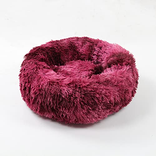 Hunde Bett Katzenbett Hundebett Flauschig Abnehmbare Und Waschbare Runde Hundehütte Und Katzenhütte Aus Plüsch Für Vier Jahreszeiten, Hundematte, Katzenmatte, Haustiermatte, Rot Gebatikt, 100 Cm von TUPMITUPO