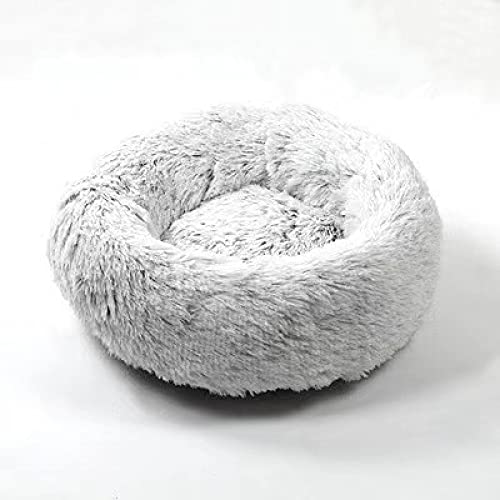 Hunde Bett Katzenbett Hundebett Flauschig Abnehmbare Und Waschbare Runde Plüsch Hundehütte Und Katzenhütte Für Vier Jahreszeiten, Hundematte, Katzenmatte, Haustiermatte, Farbverlauf Grau, 40cm von TUPMITUPO