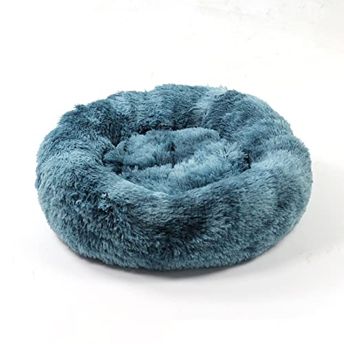 Hunde Bett Katzenbett Hundebett Flauschig Deep Sleep Hundehütte, Katzenhütte, Langhaarhütte Rund, Herbst- Und Winterstreu, Katzenmatratze, Kleiner Und Mittelgroßer Hund, Gebatikt Weiß Und Blau, 40cm von TUPMITUPO