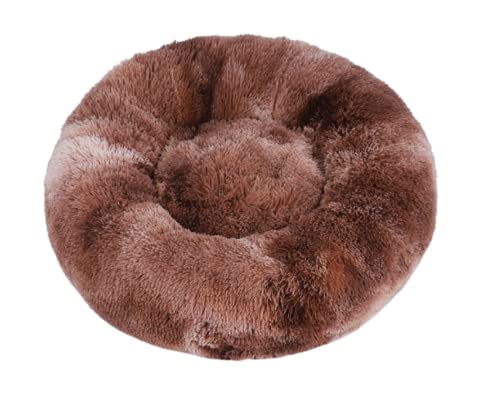 Hunde Bett Katzenbett Hundebett Flauschig Herbst Und Winter, Verdickter Plüsch, Rund, Haustier-nestmatte, Tiefschlaf, Katzennest, Hundenest, Kleine Und Mittlere Hunde, Batik-kaffee, 70 Cm, 1050 G von TUPMITUPO