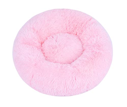 Hunde Bett Katzenbett Hundebett Flauschig Herbst Und Winter, Verdickter Plüsch, Rund, Haustier-nestmatte, Tiefschlaf, Katzennest, Hundenest, Kleine Und Mittlere Hunde, Hellrosa, 40 Cm, 420 G von TUPMITUPO