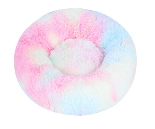 Hunde Bett Katzenbett Hundebett Flauschig Herbst Und Winter, Verdickter Plüsch, Rund, Haustier-nestmatte, Tiefschlaf, Katzennest, Hundenest, Kleine Und Mittlere Hunde, Tie Dye Rainbow, 60 Cm, 820 G von TUPMITUPO