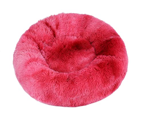 Hunde Bett Katzenbett Hundebett Flauschig Herbst Und Winter, Verdickter Plüsch, Rund, Haustier-nestmatte, Tiefschlaf, Katzennest, Hundenest, Kleine Und Mittlere Hunde, Tie Dye Weinrot, 70 Cm, 1050 G von TUPMITUPO