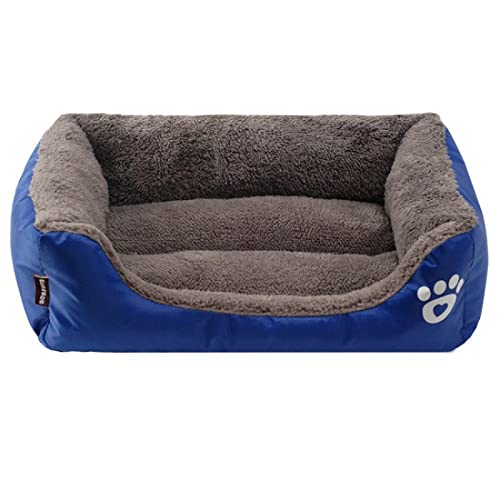 Hunde Bett Katzenbett Hundebett Flauschig Hundehütte, Katzenhütte, Bonbonfarbenes Katzenbett, Hundebett, Haustierbett, Haustierbett, Winterwarme Haustierhüttenmatte, Saphirblaues Quadrat, Größe M von TUPMITUPO