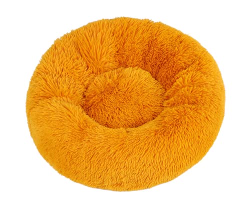 Hunde Bett Katzenbett Hundebett Flauschig Hundehütte, Katzenhütte, Runde Haustierhütte Aus Plüsch, Warme Wintermatte, Hundematte, Hundebett, Haustierbett, Haustierbedarf, Golden, 110 Cm【2400 G】 von TUPMITUPO