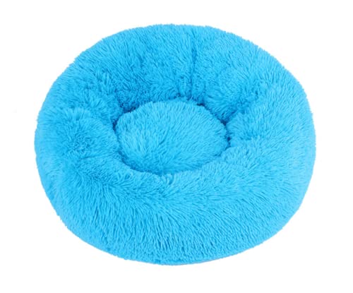 Hunde Bett Katzenbett Hundebett Flauschig Hundehütte, Katzenhütte, Runde Haustierhütte Aus Plüsch, Warme Wintermatte, Hundematte, Hundebett, Haustierbett, Heimtierbedarf, Blau, 100 Cm [1850 G] von TUPMITUPO