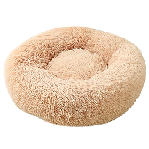 Hunde Bett Katzenbett Hundebett Flauschig Katzenhütte Hundehütte Große, Mittlere Und Kleine Hunde Warmer Plüsch Rund Haustierhütte Hundematte Katzenbett Hundebett Katzenmatte, Farbe Champagner, 40cm von TUPMITUPO