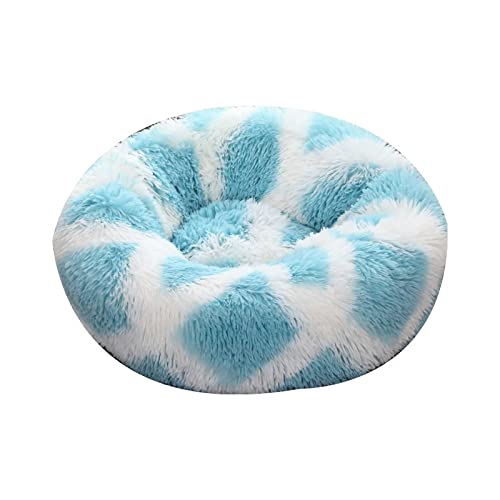 Hunde Bett Katzenbett Hundebett Flauschig Katzenhütte Winterwarmes Hundebett Haustierbett Kleine Und Mittelgroße Hundematte Katzenbett Tiefschlaf Haustiernestmatte, Blau-weiße Geometrie, 90cm von TUPMITUPO