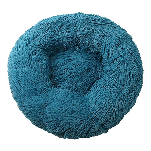 Hunde Bett Katzenbett Hundebett Flauschig Katzenhütte Winterwarmes Hundebett Haustierbett Kleine Und Mittelgroße Hundematte Katzenbett Tiefschlaf Haustiernestmatte Blau Außendurchmesser 80cm von TUPMITUPO