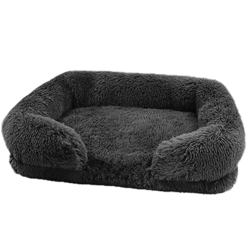 Hunde Bett Katzenbett Hundebett Flauschig Plüsch-haustier-sofabett Für Hunde, Quadratischer Zwinger, Haustierbett, Katzenmatte, Winterwarmer Katzenzwinger, Schwarz, S (40 X 30 X 12 Cm), 500 G von TUPMITUPO