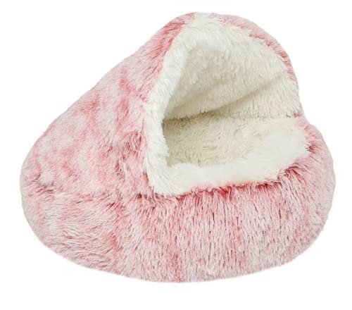 Hunde Bett Katzenbett Hundebett Flauschig Winterwarme Halbgeschlossene Katzenstreu Haustier Katzenbett Halbgeschützte Zwinger Hundebett Katze Langhaarkatzenstreu Geschlossen Puder (samt) 40cm von TUPMITUPO