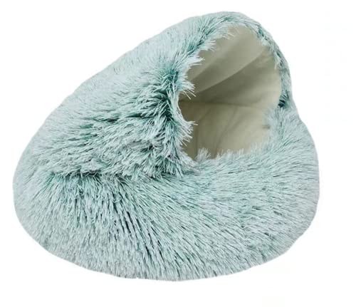 Hunde Bett Katzenbett Hundebett Flauschig Winterwarme Halbgeschlossene Muschelstreu Haustier Katzenbett Halbgeschützte Zwinger Hundebett Katze Langhaarkatze Nest Geschlossen Grün (glänzend) 40cm von TUPMITUPO