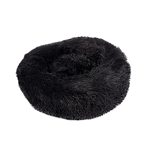 TUPMITUPO Hunde Bett Katzenbett Hundebett Flauschig Abnehmbare Und Waschbare Runde Plüsch Hundehütte Und Katzenhütte Für Vier Jahreszeiten, Hundematte, Katzenmatte, Haustiermatte, Schwarz, 40cm von TUPMITUPO