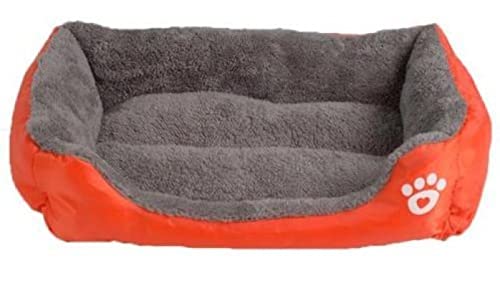 TUPMITUPO Hunde Bett Katzenbett Hundebett Flauschig Four Seasons Haustiernest, Mehrfarbig, Quadratisch, Teddy, Pomeranian-Matte, Haustiermatte, Orange, M von TUPMITUPO