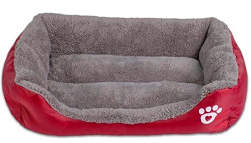 TUPMITUPO Hunde Bett Katzenbett Hundebett Flauschig Four Seasons Haustiernest, Mehrfarbig, Quadratisch, Zwinger, Teddy, Pomeranian-Matte, Haustiermatte, Weinrot, XXL von TUPMITUPO