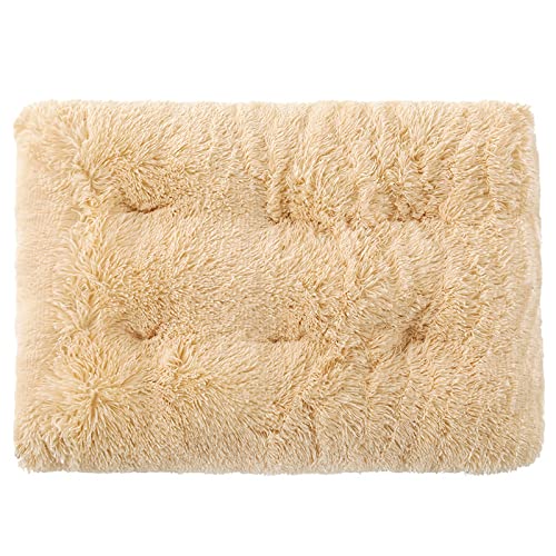 TUPMITUPO Hunde Bett Katzenbett Hundebett Flauschig Haustiermatte Hundematte Plüsch Winter Warmer Schlaf Haustiermatte Hundebett Bequemes Katzenzwinger Zwinger Heimtierbedarf, Beige, M-65x50cm von TUPMITUPO