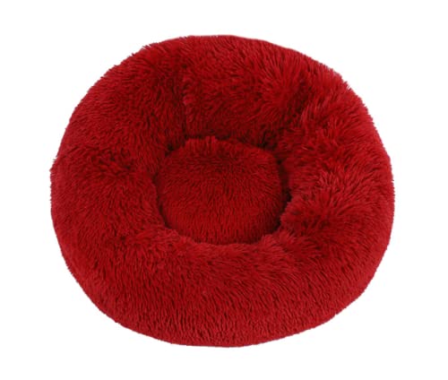 TUPMITUPO Hunde Bett Katzenbett Hundebett Flauschig Hundehütte, Katzenhütte, Plüsch Runde Haustierhütte, Winter Warme Matte, Hundematte, Hundebett, Haustierbett, Heimtierbedarf, Weinrot, 120cm【2700g】 von TUPMITUPO