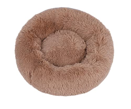 TUPMITUPO Hunde Bett Katzenbett Hundebett Flauschig Hundehütte Katzenhütte Plüsch Runde Haustierhütte Winter Warme Matte Hundematte Hundebett Haustierbett Heimtierbedarf, Khaki, 90cm【1600g】 von TUPMITUPO