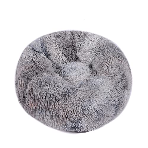 TUPMITUPO Hunde Bett Katzenbett Hundebett Flauschig Hundehütte Katzennest Plüsch Rundes Haustiernest Tiefschlaf Haustierbedarf Winter Warme Haustiermatte, Tie Dye Hellgrau, 40cm von TUPMITUPO