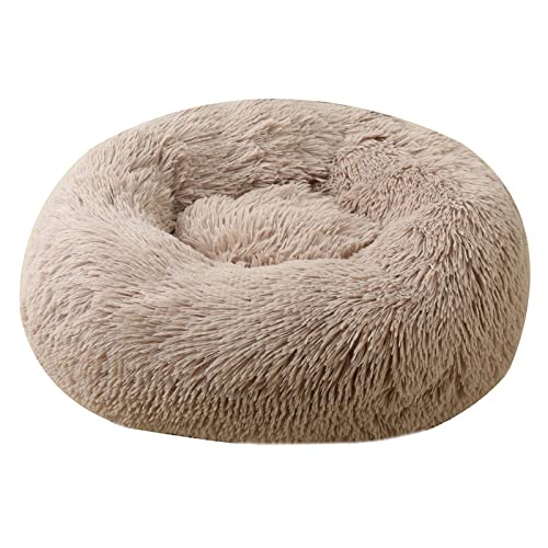 TUPMITUPO Hunde Bett Katzenbett Hundebett Flauschig Katzenhütte Hundehütte Große, Mittlere Und Kleine Hunde Warmer Plüsch Rund Haustierhütte Hundematte Katzenbett Hundebett Katzenmatte, Khaki, 60cm von TUPMITUPO