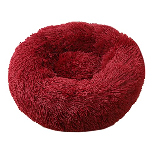 TUPMITUPO Hunde Bett Katzenbett Hundebett Flauschig Katzenhütte Winterwarmes Hundebett Haustierbett Kleine Und Mittelgroße Hundematte Katzenbett Tiefschlaf Haustiernestmatte Weinrot 40cm von TUPMITUPO