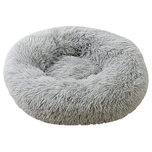 TUPMITUPO Hunde Bett Katzenbett Hundebett Flauschig Katzenhütte Zwinger Große, Mittlere Und Kleine Hunde Warmer Plüsch Rund Haustierhütte Hundematte Katzenbett Hundebett Katzenmatte Hellgrau 120cm von TUPMITUPO