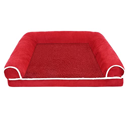 TUPMITUPO Hunde Bett Katzenbett Hundebett Flauschig Memory Foam Hundematratze Herbst- Und Winterhütte Katzenstreu Heimtierbedarf Sofa, Rot, M50x40x9(cm) 600g von TUPMITUPO