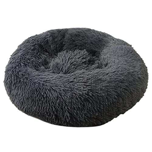 TUPMITUPO Hunde Bett Katzenbett Hundebett Flauschig Pet Supplies Katzenhütte Hundehütte Plüsch Rundes Haustiernest Tiefschlaf Warme Haustiermatte, Dunkelgrau, Durchmesser 90 von TUPMITUPO