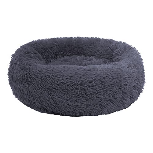 TUPMITUPO Hunde Bett Katzenbett Hundebett Flauschig Pet Supplies Katzennest Herbst Und Winter, Warmes Plüsch-haustiernest, Runde Baumwollnest-hundematte, Dunkelgrau, Durchmesser 40 cm von TUPMITUPO