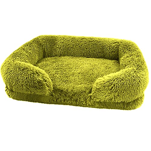 TUPMITUPO Hunde Bett Katzenbett Hundebett Flauschig Plüsch-Haustier-hundeschlafsofa, Quadratische Zwinger, Haustierbett, Katzenmatte, Winterwarme Katzenhütte, Apfelgrün, 2XL (120x80x20) 2350g von TUPMITUPO