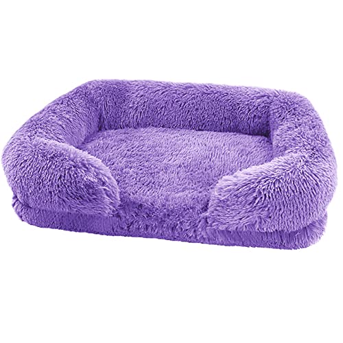 TUPMITUPO Hunde Bett Katzenbett Hundebett Flauschig Plüsch-Haustier-schlafsofa Für Hunde, Quadratische Zwinger, Haustierbett, Katzenmatte, Winterwarme Katzenhütte, Lila, XL (100 X 60 X 18 cm) 1800 G von TUPMITUPO