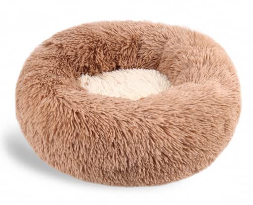 TUPMITUPO Hunde Bett Katzenbett Hundebett Flauschig Plüsch-haustiernest, Winter, Rund, Katzennest, Hundenest, Warme Farbe, Passende Haustiermatte, Haustierbett, Braun, 75 cm von TUPMITUPO