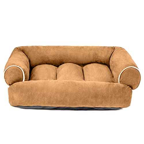 TUPMITUPO Hunde Bett Katzenbett Hundebett Flauschig Veloursleder, Samt, Haustier, Hundesofa, Hundebett, Groß, Mittel Und Klein, Hundehütte, Matte, Katzenstreu, Ingwergelb, 2xl90x65x27(cm) von TUPMITUPO