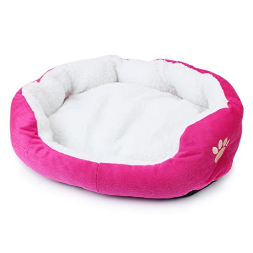 TUPMITUPO Hunde Bett Katzenbett Hundebett Flauschig Warme Hundehütte Aus Lammvlies, Kleine Hundehütte, Hundehütte, Haustiermatte, Zwinger, Heimtierbedarf, Rosarot, Kleine Größe 50 * 40 cm von TUPMITUPO